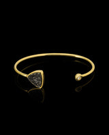 Auksinė apyrankė su deimantu ir kvarco drūza"Rock&Roll"