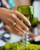 Auksinis žiedas su spalvotais safyrais "Life is sweet"