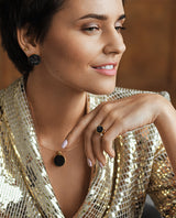 Auksinis pakabukas su deimantais ir kvarco drūza "Rock&Roll"