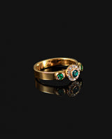 Auksinis žiedas su smaragdais ir deimantais "Shining green eyes"