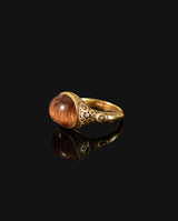 Auksinis žiedas su rutilo kvarcu ir deimantais "Circle Set"