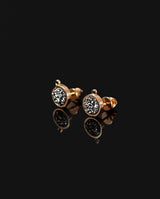 Raudono aukso auskarai su kvarco drūza ir juodu deimantu "Rock&Roll"
