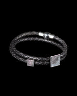 Odinė apyrankė su sidabro detalėmis ir pirštų antspaudais "Jam"