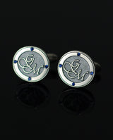 Sidabrinės sąsagos su mėlynais cirkonais "GM"