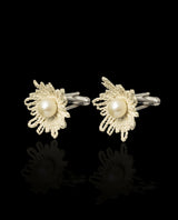 Sidabrinės moteriškos sąsagos su perlais "Perlai nėriniuose"