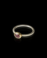 Sidabrinis paauksuotas žiedas su rubinu