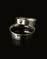 Šampaninio ir raudono aukso vestuviniai žiedai su širdele