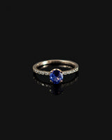 Auksinis žiedas su deimantais ir safyru "Blue"