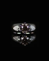 Auksinis žiedas su šampaniniu ir baltais deimantais "Žydėjimas"