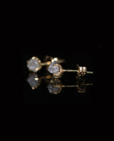 Sidabriniai paauksuoti auskarai su neapdorotais deimantais