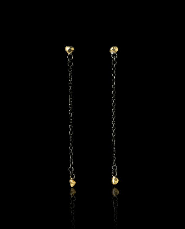 Sidabriniai auskarai su auksu "Drop Chain Earings"
