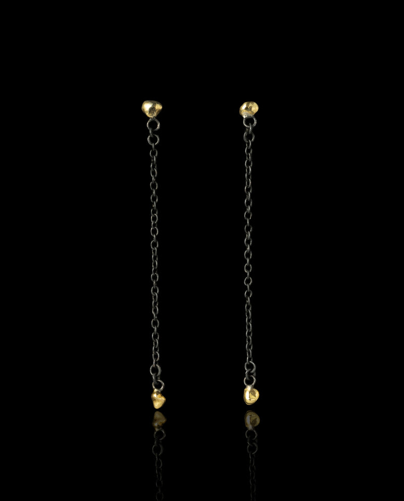 Sidabriniai auskarai su auksu "Drop Chain Earings"