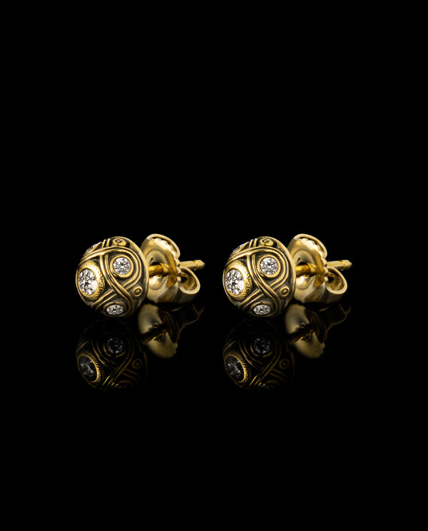 Auksiniai auskarai su deimantais "Half Dome"