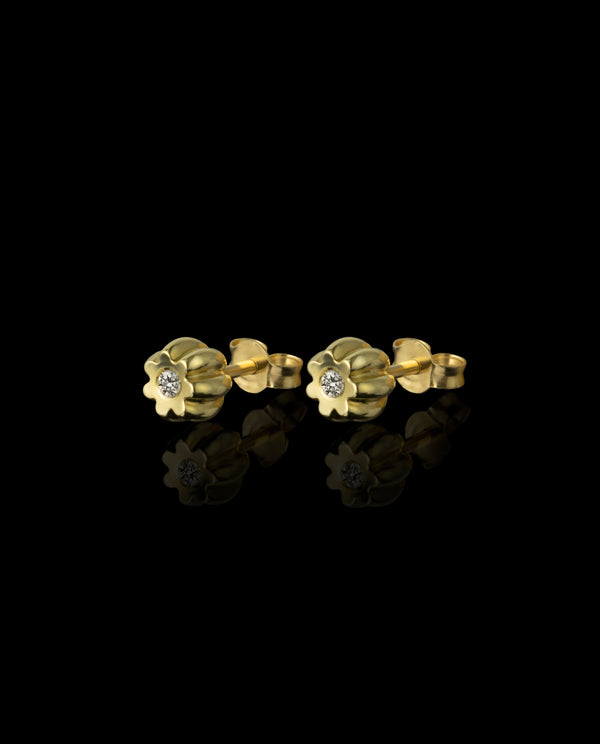 Auksiniai auskarai su deimantais "Gėlytės"