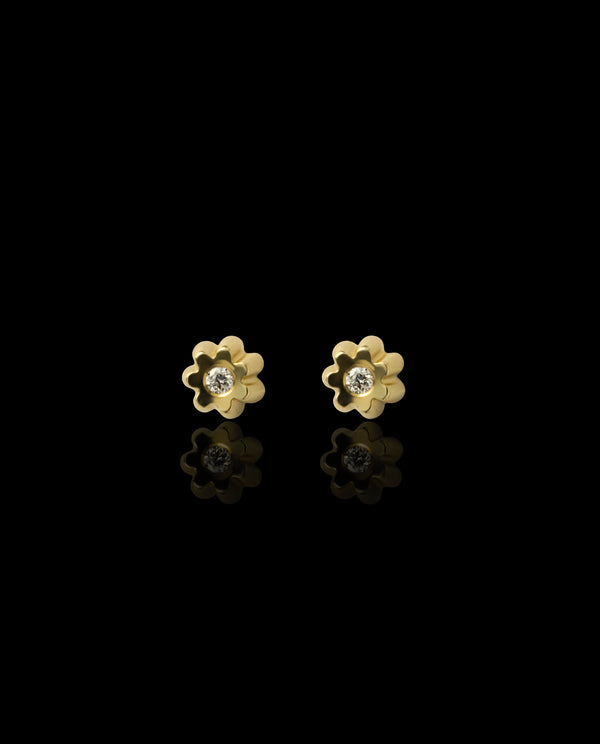 Auksiniai auskarai su deimantais "Gėlytės"