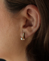Auksiniai auskarai su perlais ir deimantais "Trapecijos"