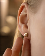 Auksiniai auskarai su perlais "Kvadratėliai"