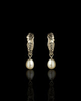 Auksiniai auskarai su perlais "Jūros pursluose"
