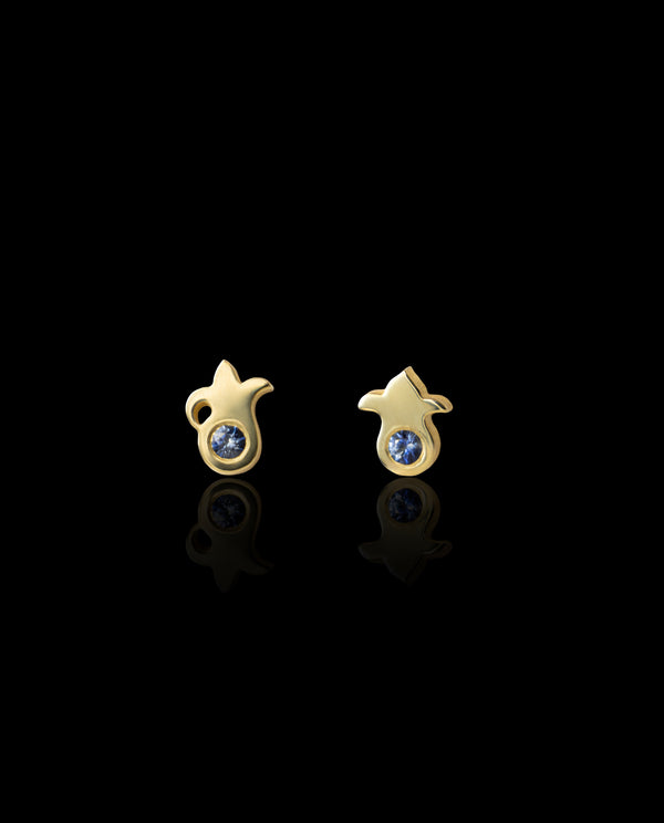 Auksiniai auskarai su safyrais "Tulpytės"
