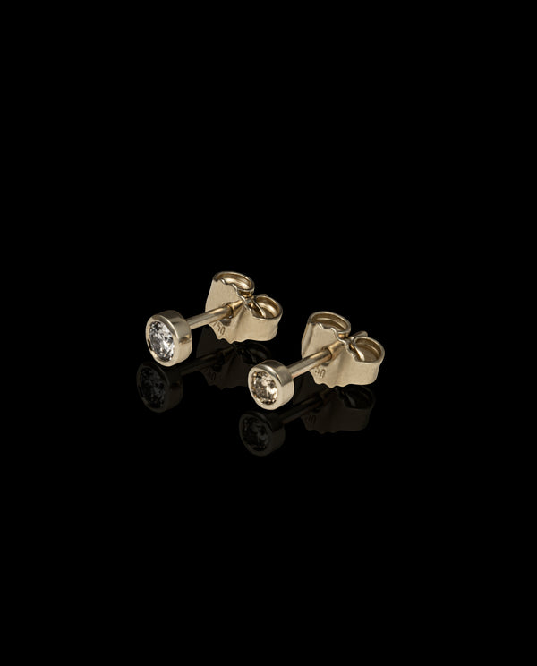 Auksiniai auskarai su baltu ir šampaniniu deimantu "Mini"