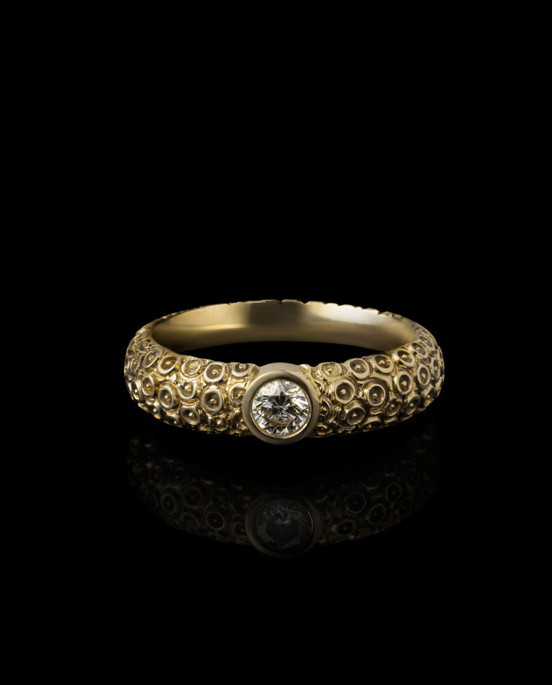 Auksinis žiedas su deimantu "A+A=30"