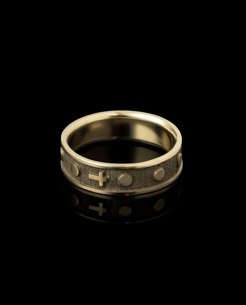 Auksinis vyriškas žiedas "Rožančius"