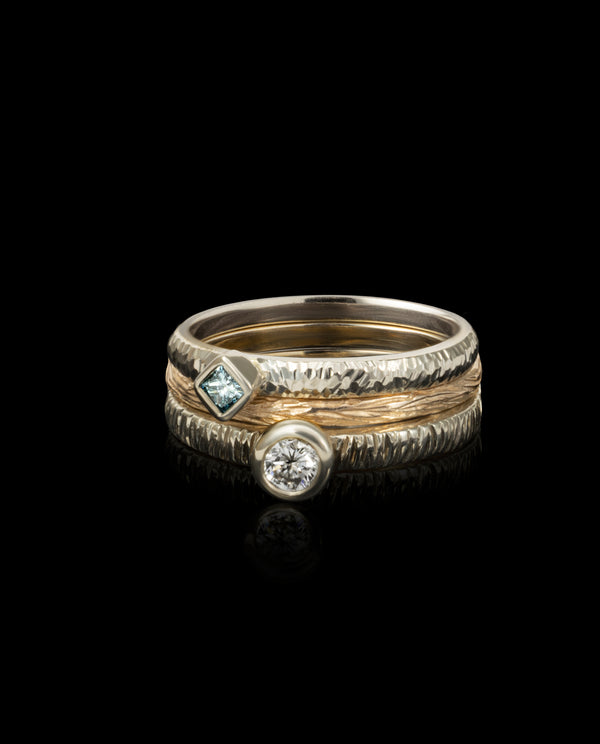 Auksinių žiedų rinkinys su deimantu ir topazu "Saldainiukai"