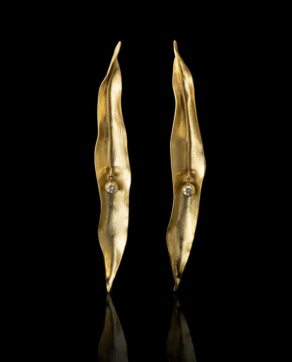 Auksiniai auskarai su deimantais "Golden willow"