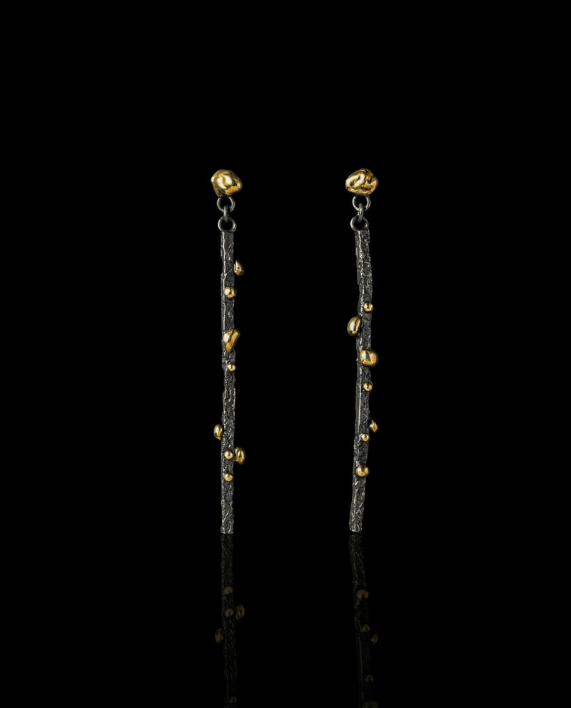 Sidabriniai auskarai su auksu "Gold Grains Drop Earings"