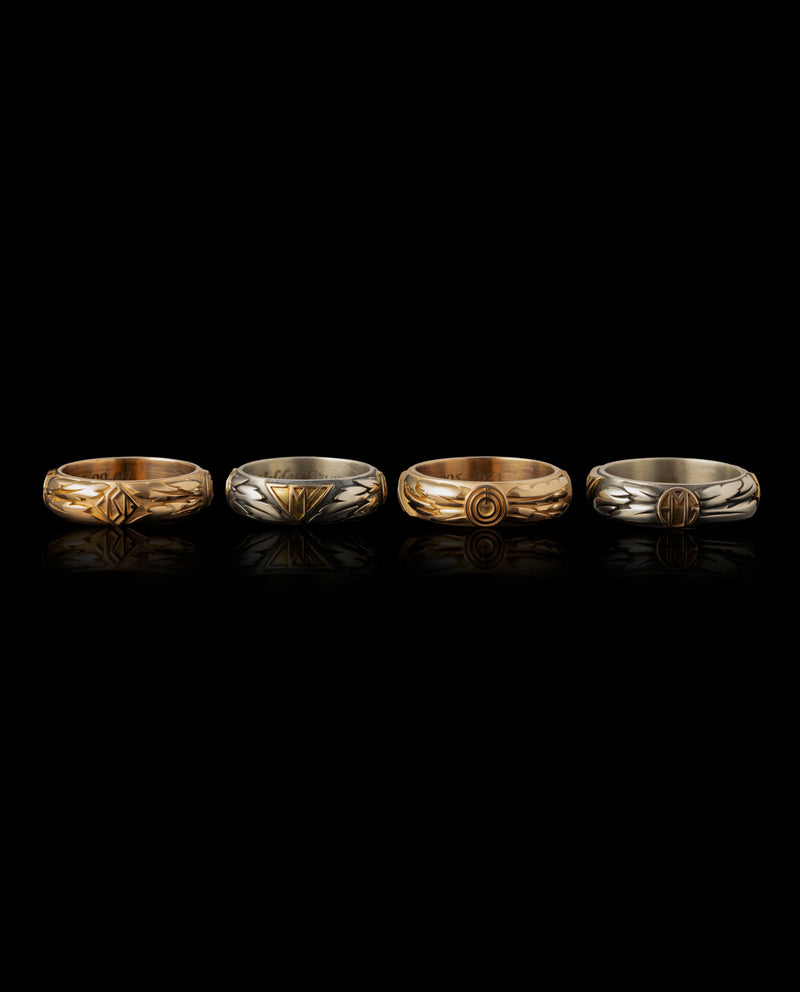 Sidabro ir aukso žiedai su runomis