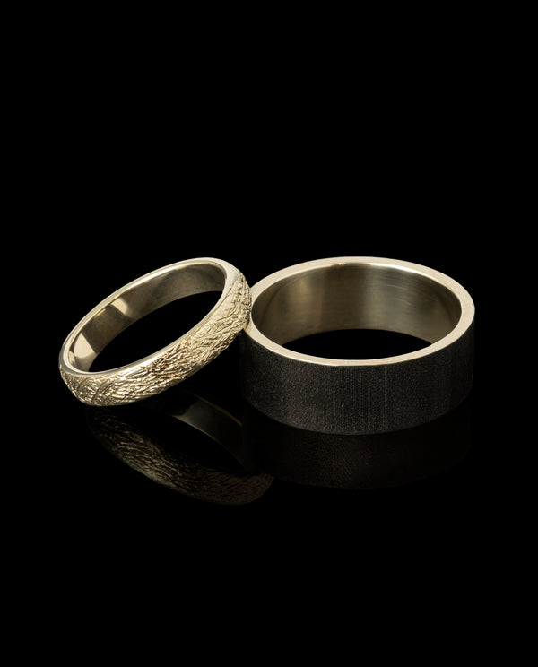 Šampaninio ir juodo aukso vestuviniai žiedai