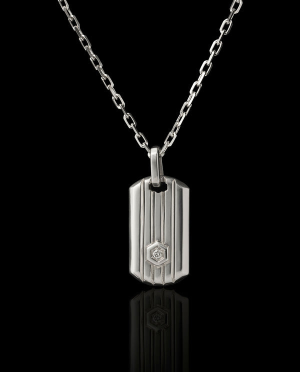 Sidabrinis pakabukas su deimantu "Shield Tag"