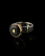 Sidabrinis žiedas su auksu, deimantu ir šungitu