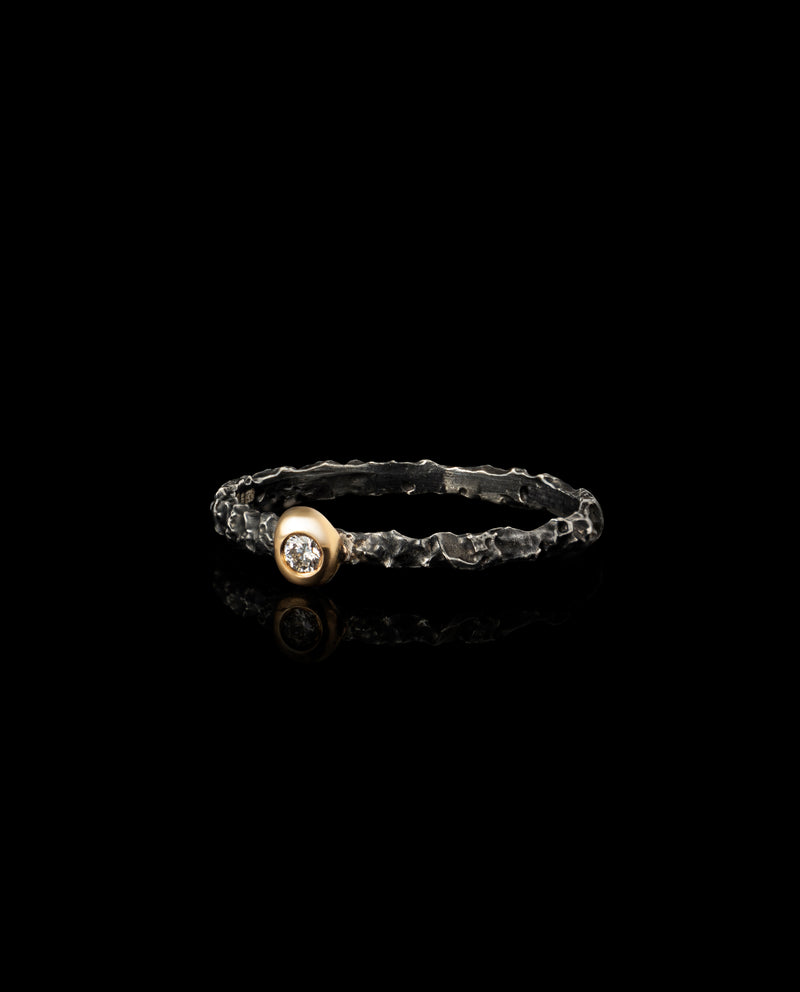 Sidabrinis žiedas su auksu ir deimantu "Dark Gleam Diamond Ring"
