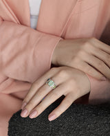 Sidabrinis žiedas su deimantu, fluoritu, opalu ir peridotu