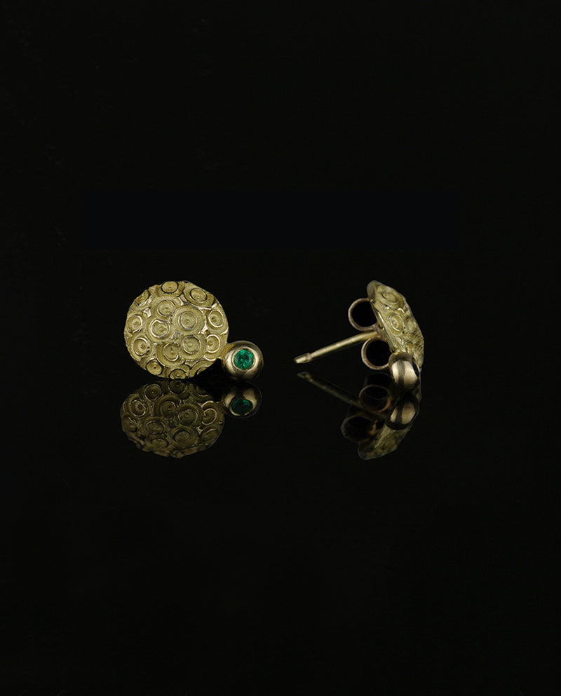 Auksiniai auskarai su safyru ir smaragdu "Forest"