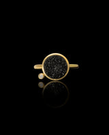 Auksinis žiedas su deimantu ir kvarco drūza "Rock&Roll"