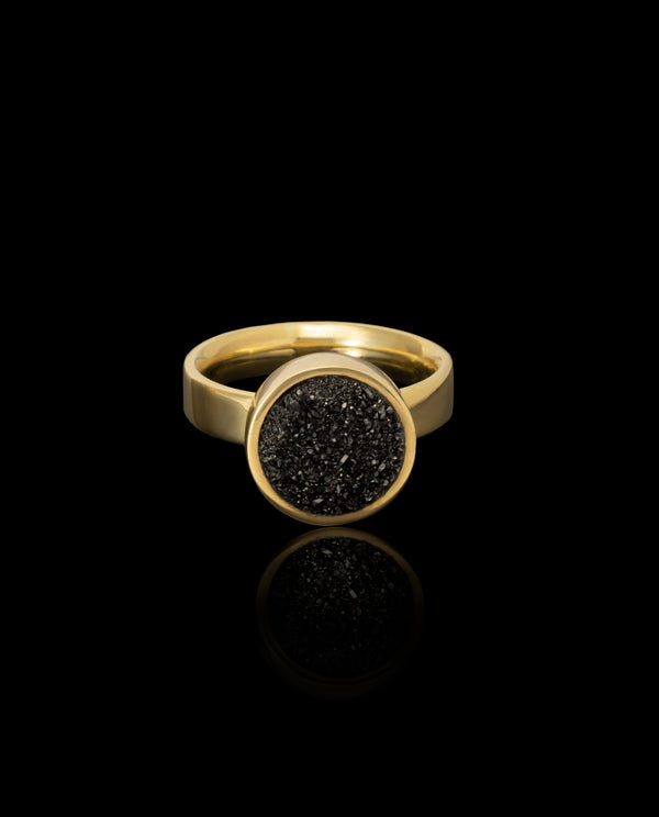 Auksinis žiedas su kvarco drūza "Rock&Roll"