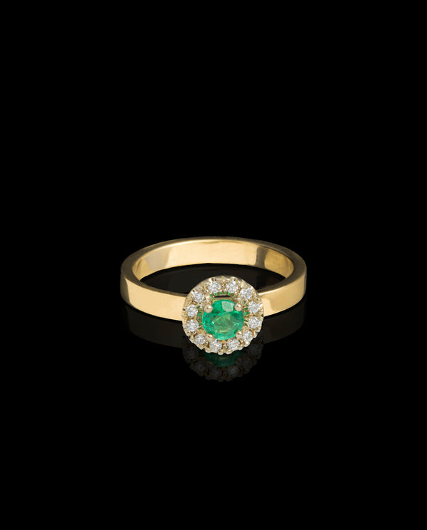 Auksinis žiedas su smaragdu ir deimantais "Shining Green Eyes"