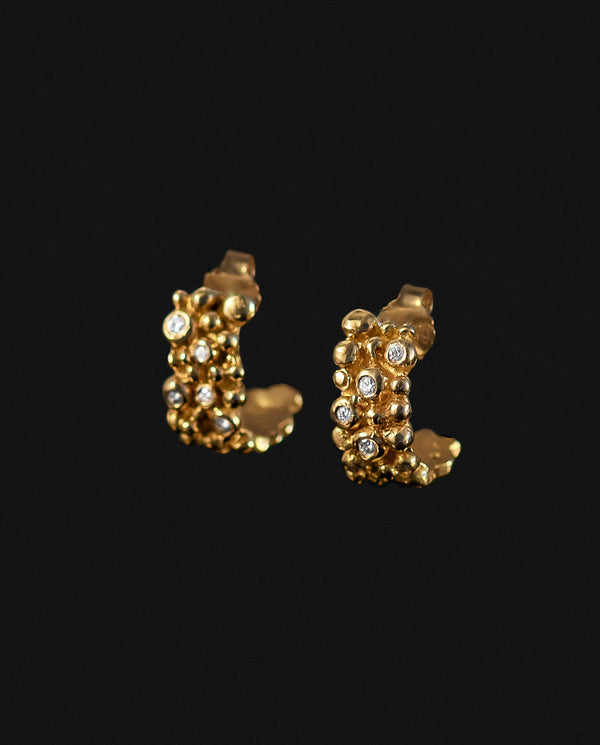 Auksiniai auskarai su deimantais "Įspūdžiai po žvaigždėtos nakties"