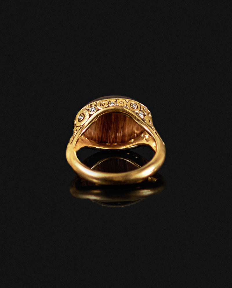 Auksinis žiedas su rutilo kvarcu ir deimantais "Circle Set"