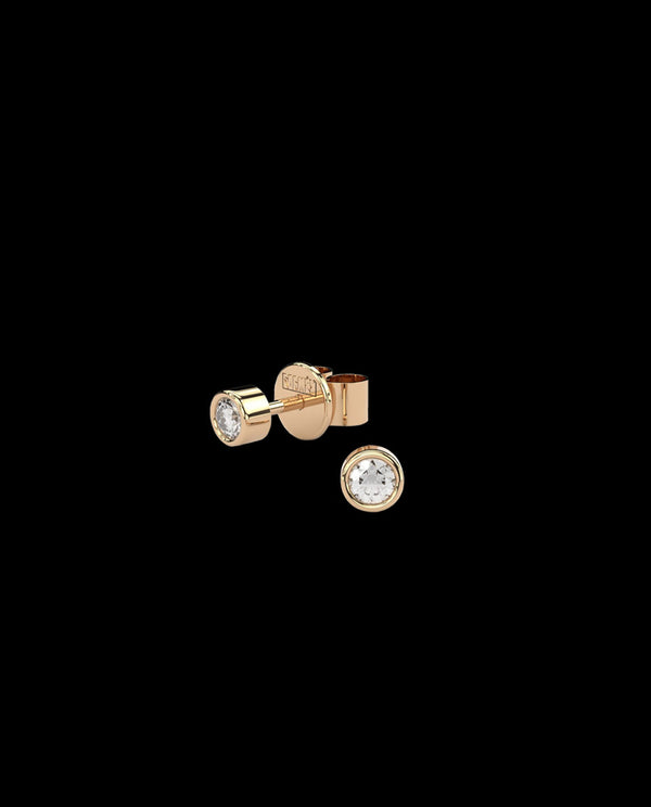 Auksiniai auskarai su laboratoriniais deimantais "Simplicity Bezel Ear Studs"