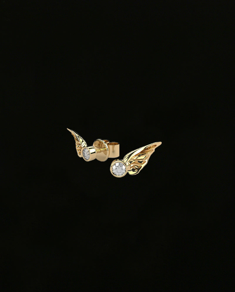 Auksiniai auskarai su laboratorijoje augintais deimantais "Becoming Earrings Wings"