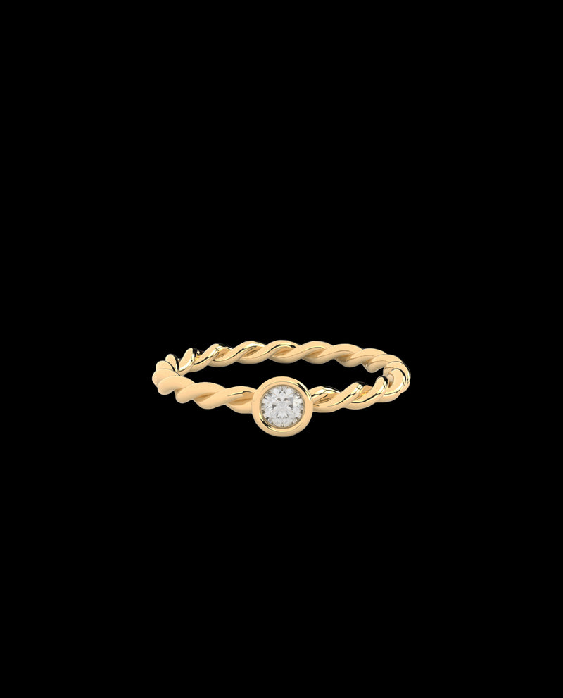 Auksinis žiedas su laboratorijoje augintu deimantu "Becoming Twisted Ring"