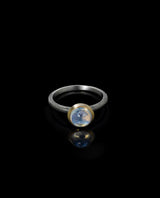 Sidabrinis žiedas su auksu ir mėnulio akmeniu "Mėnulio akmens uoga"