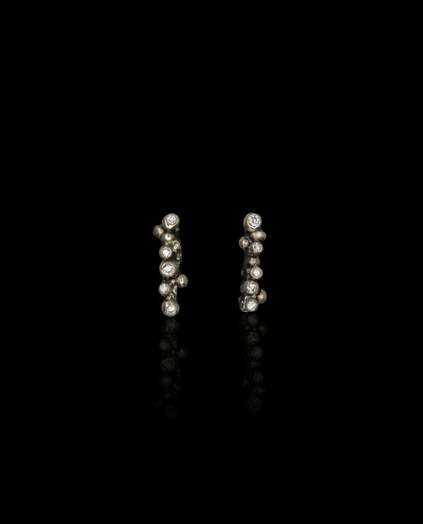 Sidabriniai auskarai su auksu ir deimantais "Dark Gleam Diamond Studs"
