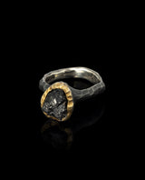 Sidabrinis žiedas su auksu ir neapdorotu turmalinu "Neapdorotas turmalinas"