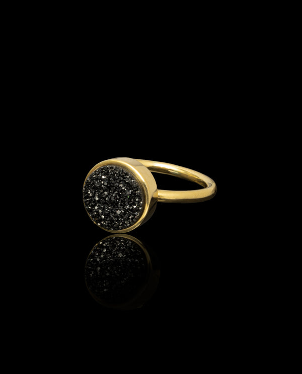Auksinis žiedas su kvarco drūza "Rock&Roll"
