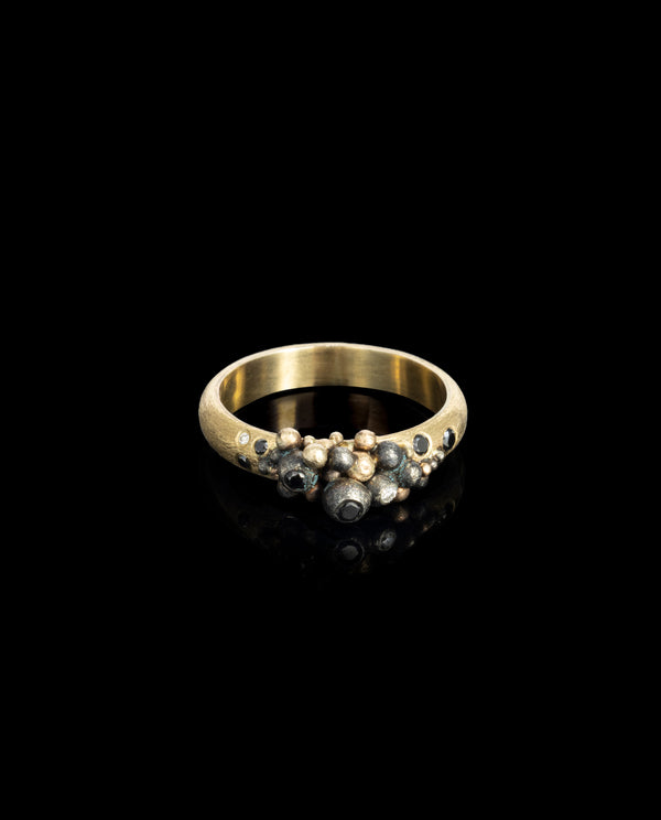 Aukso ir sidabro žiedas su deimantais