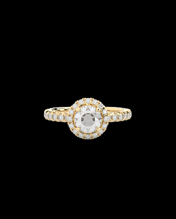 Auksinis žiedas su labaratorijoje augintais deimantais "Tiny Clash Halo Engagement Ring"